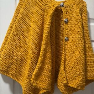 Handmade Mustard Yellow Crochet Cape
